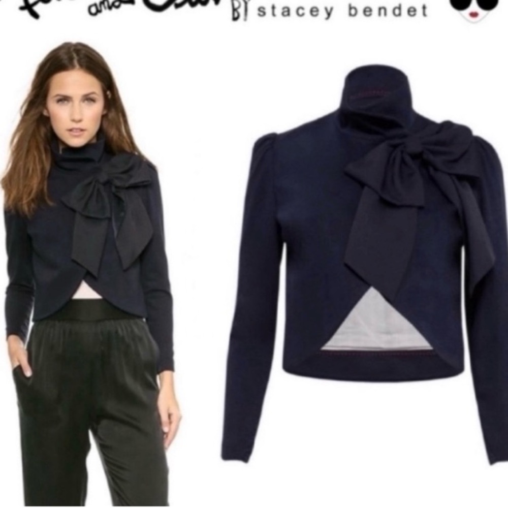 Alice + Olivia Addison cropped jacket with bow S
